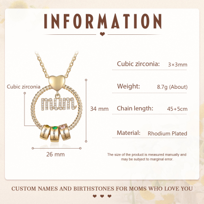 3 Names-Personalized Mom Necklace Set With  Premium Custom Necklace With 3 Birthstones Engraved Names Gift For Mother