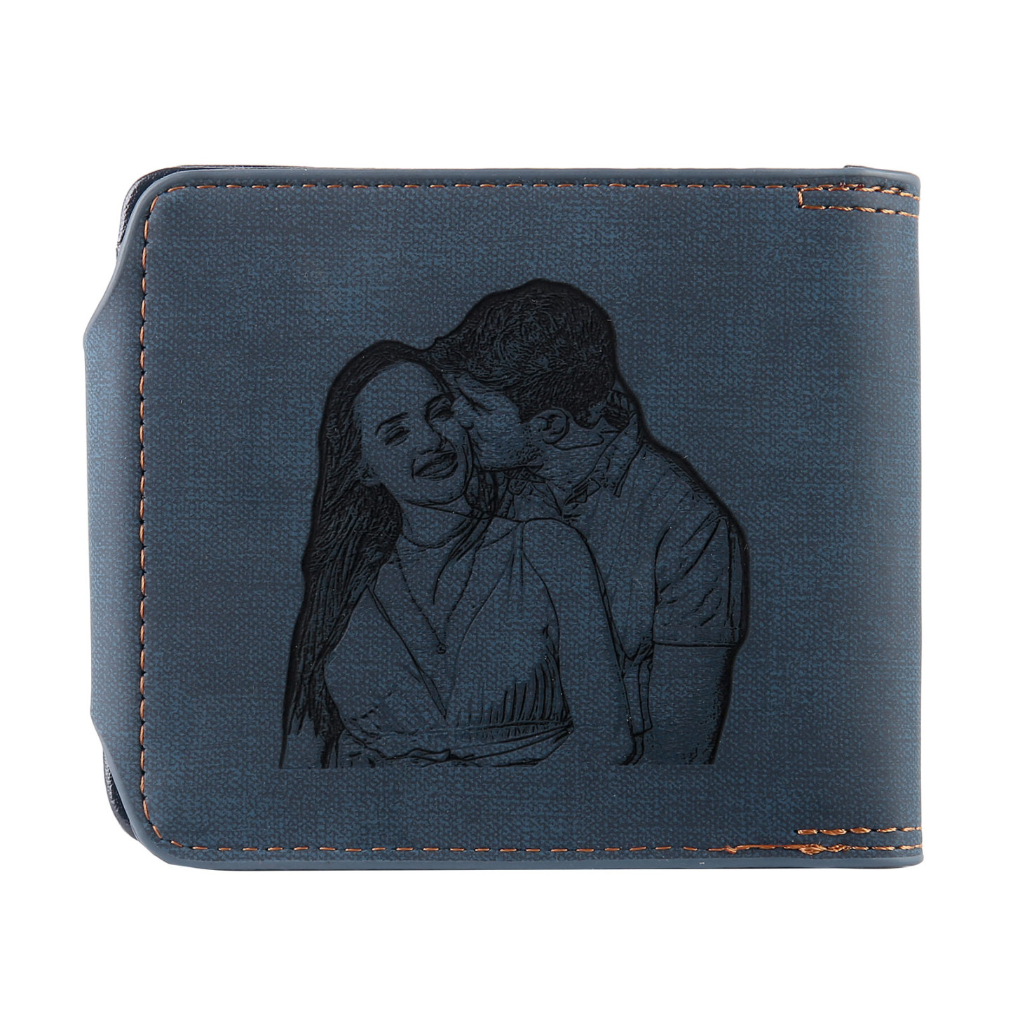 Personalized Name Leather Men's Wallet With Card Slot Engraved Letter & Photo with Gift Box Gift For Him | Jessemade