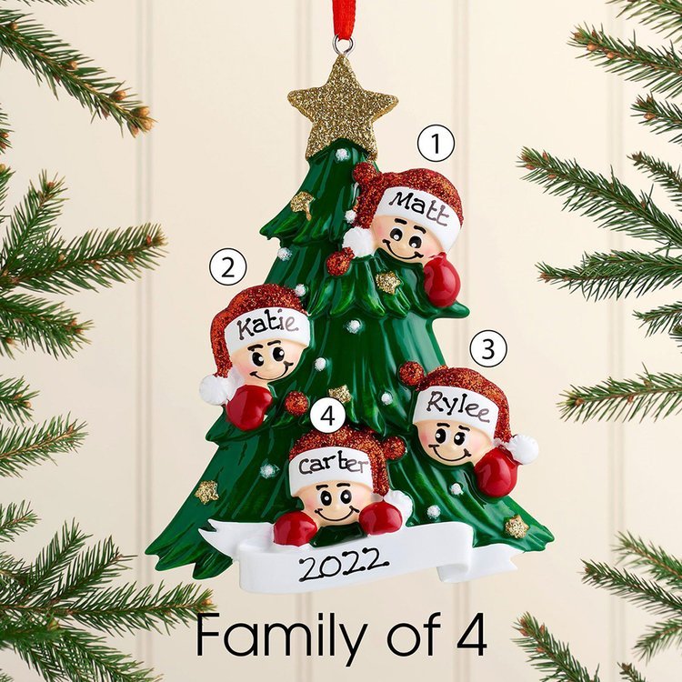 Family Christmas Ornament Custom 5 Names Hanging Ornament Gifts For Family