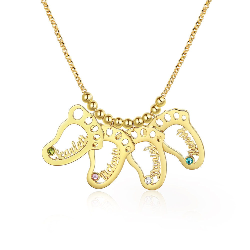 4 Baby feet Name Necklace