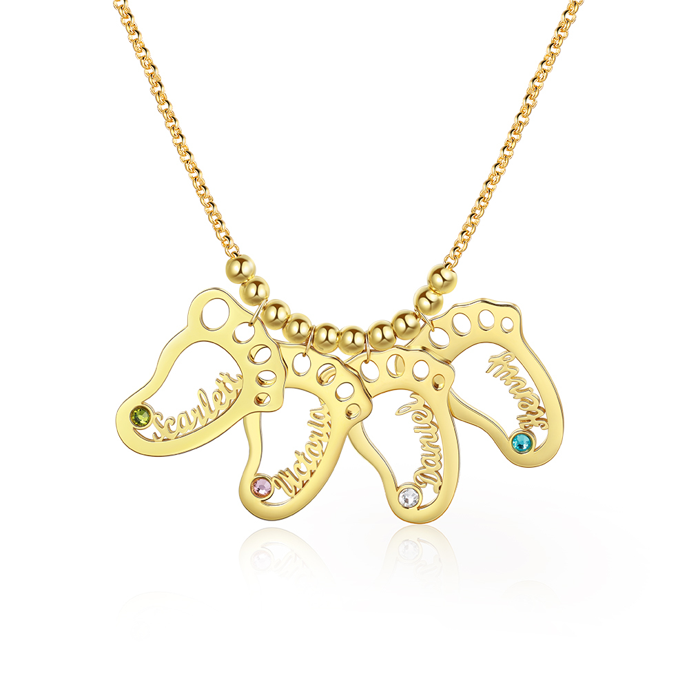 4 Baby feet Name Necklace