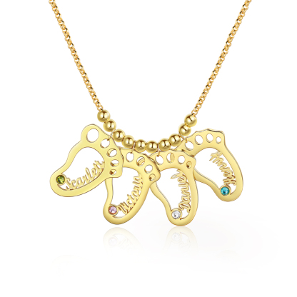 4 Baby feet Name Necklace