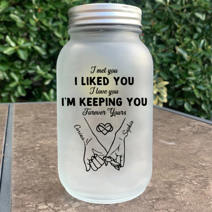 Personalized Couple Pinky Promise Mason Jar Night Light – Custom Names & Date Fairy Lamp Gift | Jessemade