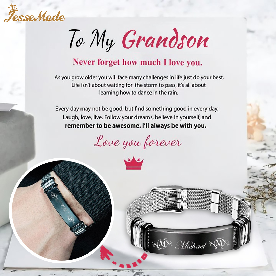 Personalized Men's Name Bracelet Custom Name Letter Watchband Initial ID Bar Bangle Gifts For him