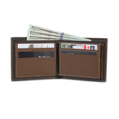 Photo Personalized Leather Men's Wallet Customized Name Letter Folding Wallet Two Colors Available with Gift Box for Dad