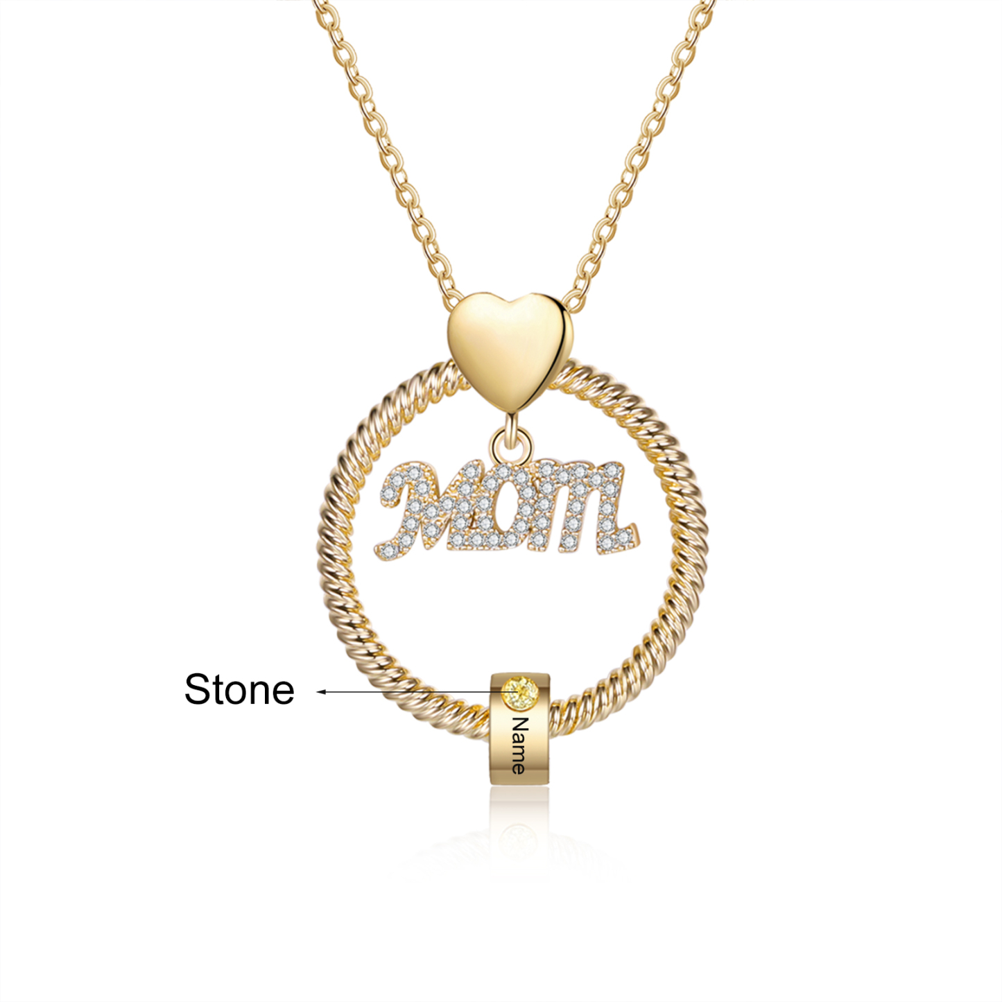 1 Name-Personalized Mom Necklace Set With  Premium Custom Necklace With 1 Birthstones Engraved Names Gift For Mother