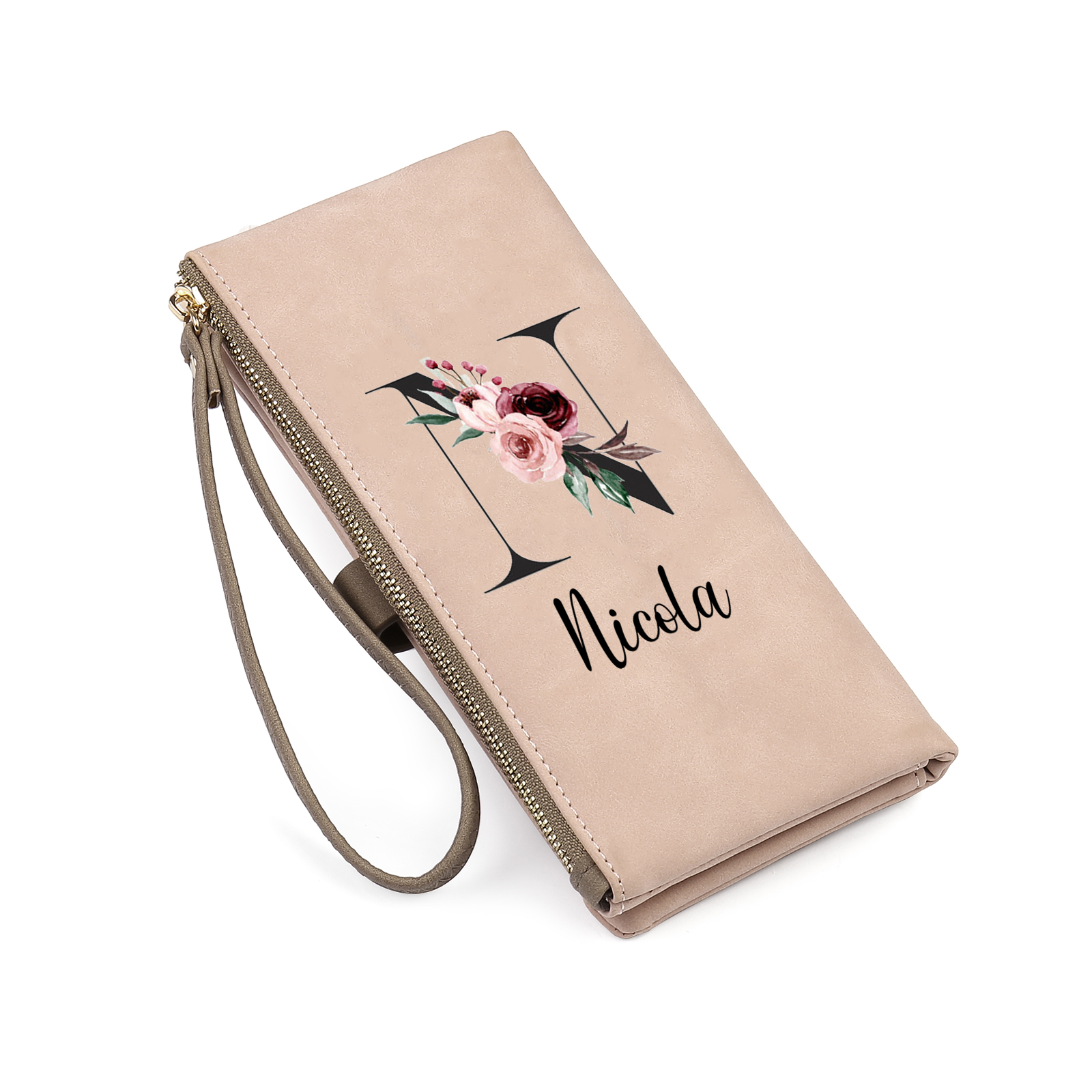 Personalized Exquisite Women'S Wallet Customized Letter And Name Zipper Wallet For Grandma