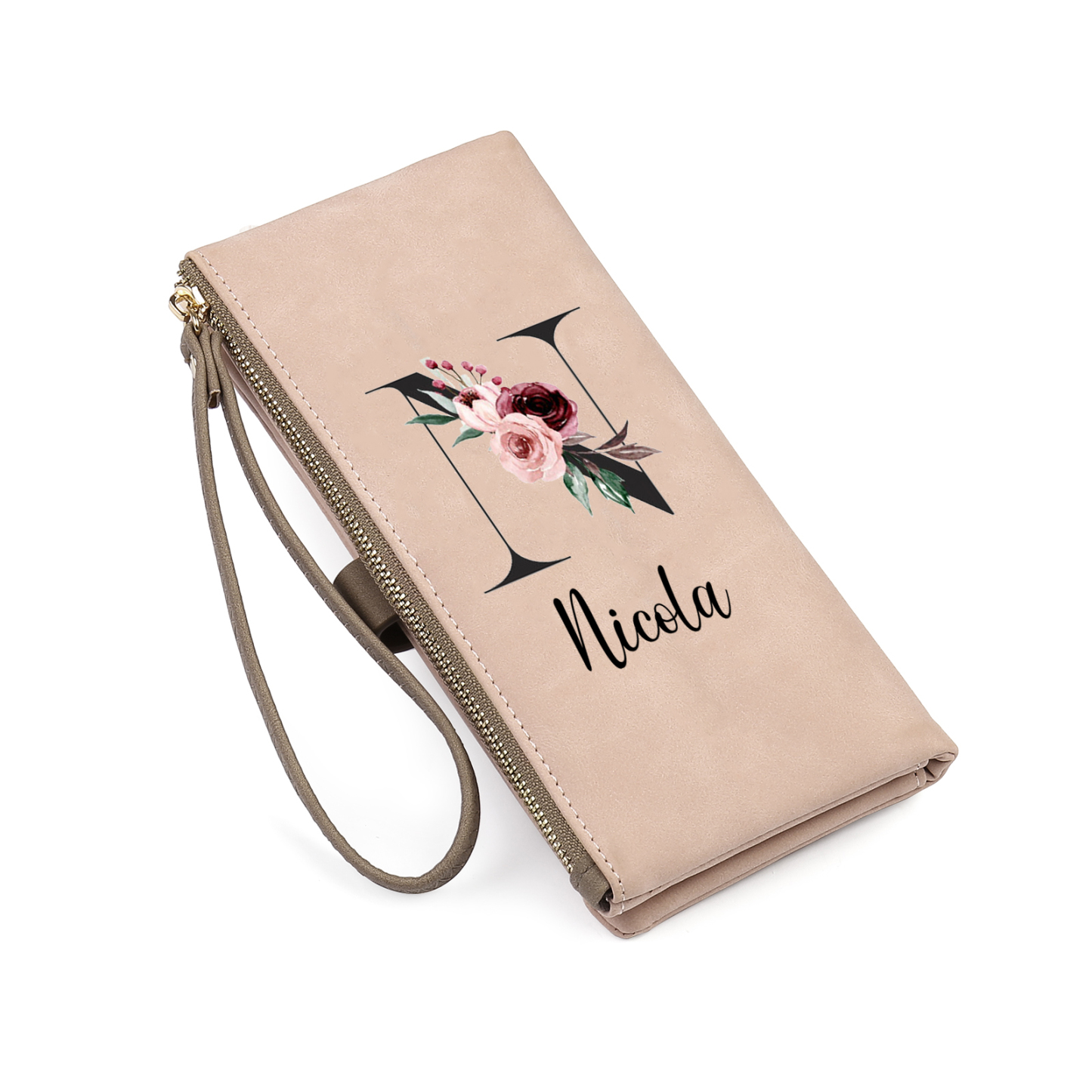 Personalized Exquisite Women'S Wallet Customized Letter And Name Zipper Wallet For Grandma