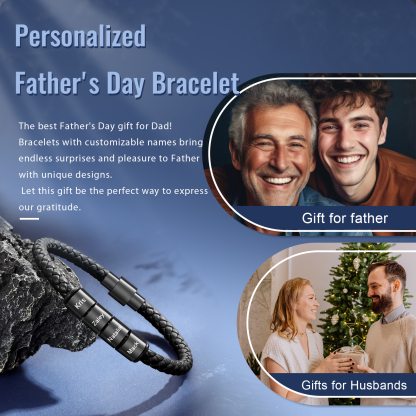 Personalized Men's Bead Bracelet with Custom 4 Names Personalized Gift for Him | Jessmade 