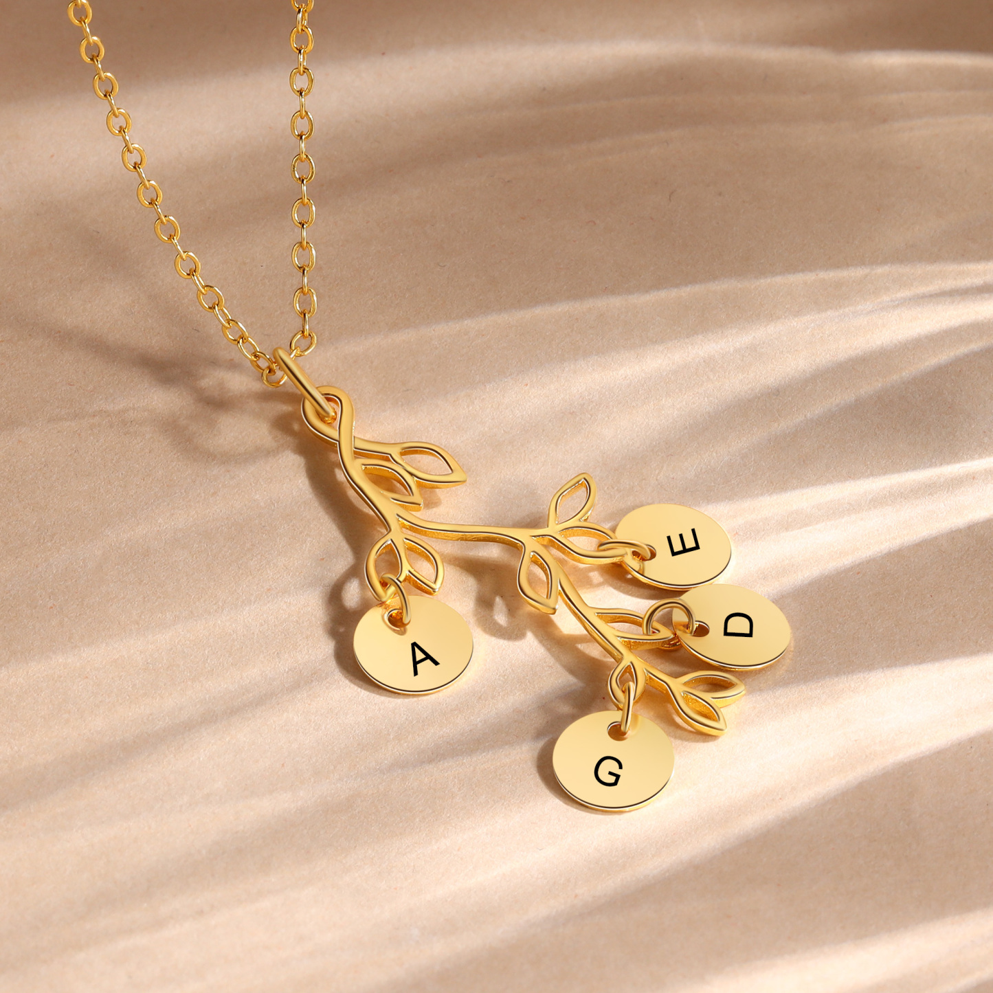 4 Letters - Personalized Special Leaf Pendant Necklace Beautiful Letter Necklace Gift for Her