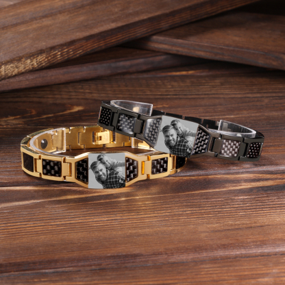 Personalized Bracelet Custom Photo ID Bar Men's Bracelet Bangle Gifts For Him