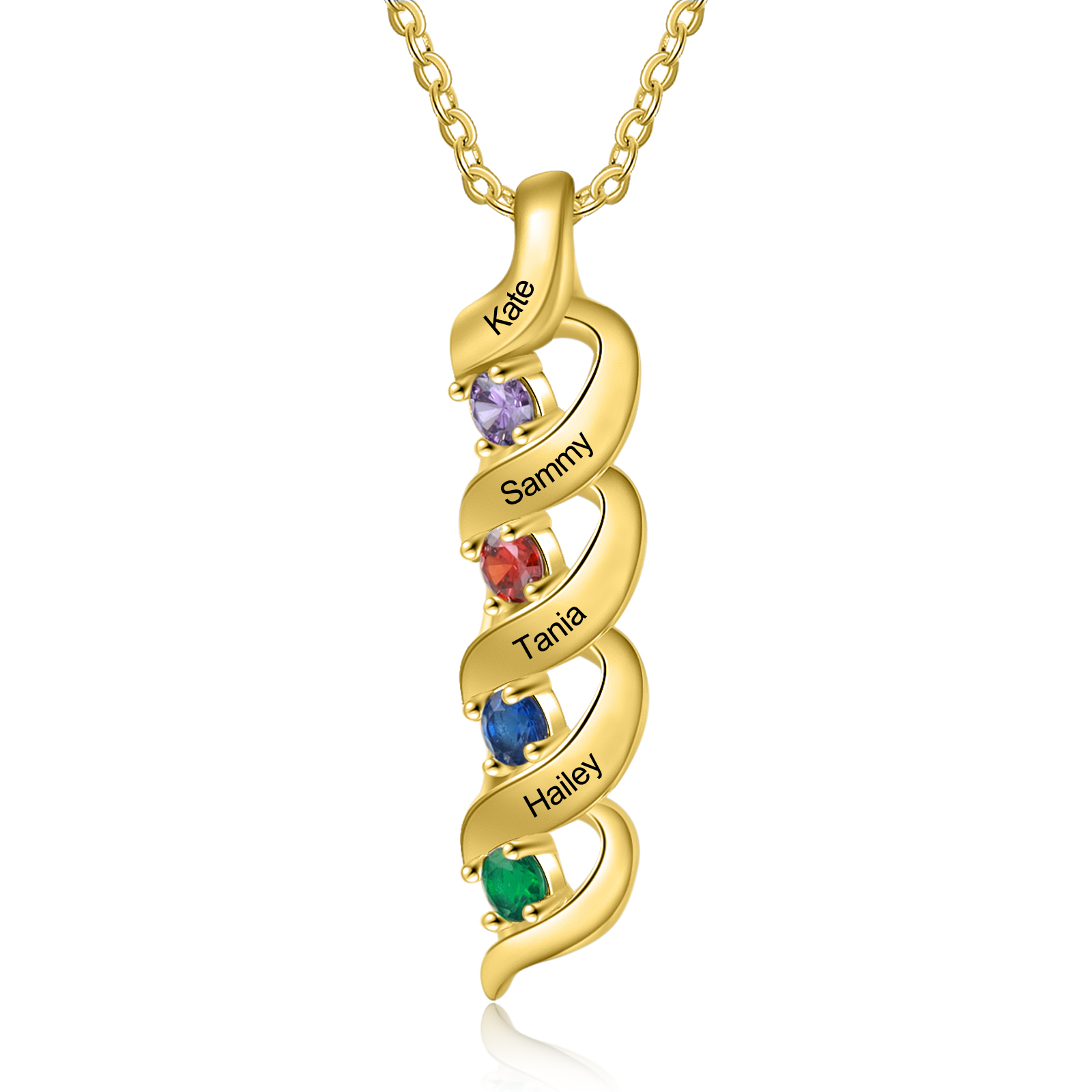 3 Names-Customized Necklace Cascading Pendant with 1-10 Birthstones Engraving 3 Names Gifts for Her