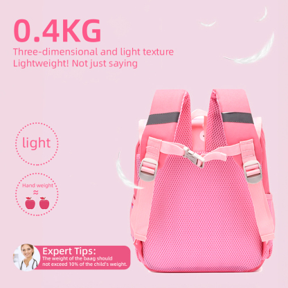 Personalized Pink Bunny Children School Bag Embroidery Name Black Backpack, Customized Schoolbag Travel Bag For Kids