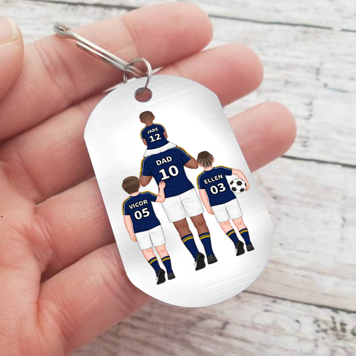 1-3 Names-Personalized Dad's Football Team Fift Keychain Custom Names Gift For Dad