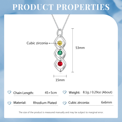 3 Names - Personalized Birthstone Necklace With Name Engraved For A Special Gift For Mom/Grandma