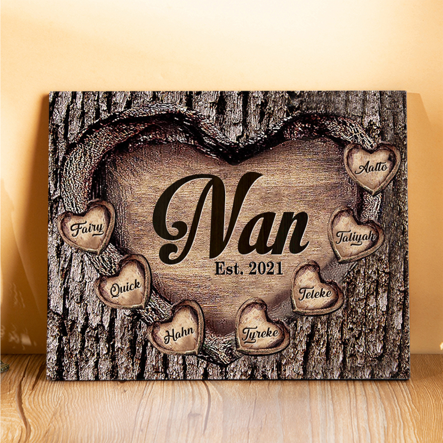 7 Names-Personalized Nana Wooden Ornament Custom Text And Date Home Decoration for Family