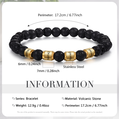 4 Names-Personalized Men's Bracelet Engraved Beads Bracelet Personalized Gift for Him