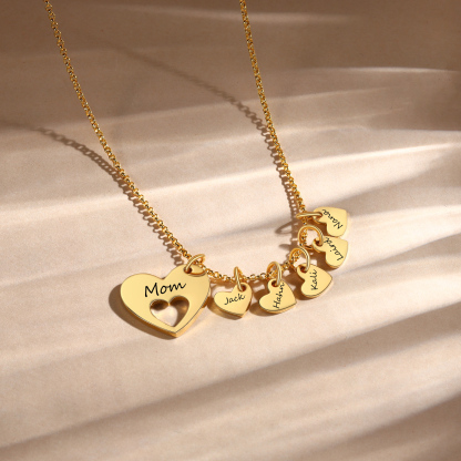 5 Names - Personalized Love Pendant Necklace with Gift Box Customized Name Gift for Her