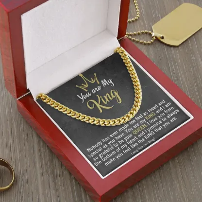 To My Man-Cuban Link Chain Necklace Gift Set "You Are My King"
