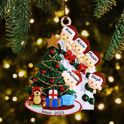 9 Names-Family Christmas Wooden Ornament Custom 9 Names Hanging Ornament Gifts For Family-Peeking Family