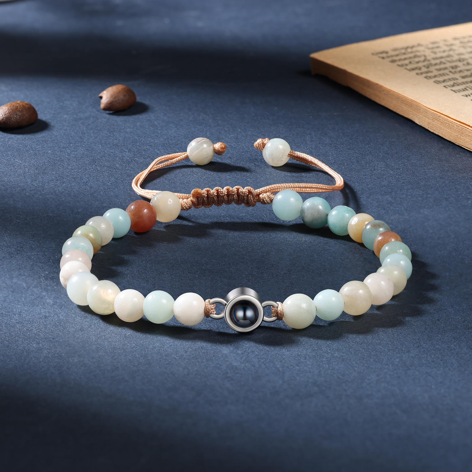 Personalized Couple Projection Beaded Bracelet Customized Photo Bracelet Adjustable Bracelet Personalized Gift