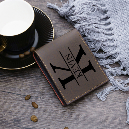 Personalized Leather Wallet Engraved Photo Short Purse Custom Folding Wallet Gifts For Grandpa