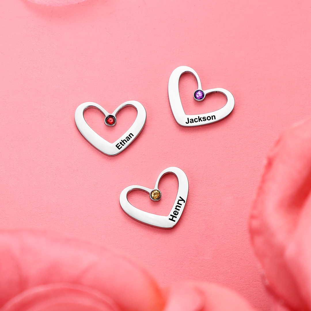 2 Names-Personalized Heart Bangle With 2 Names and Birthstones Bangle Bracelet Gifts For women