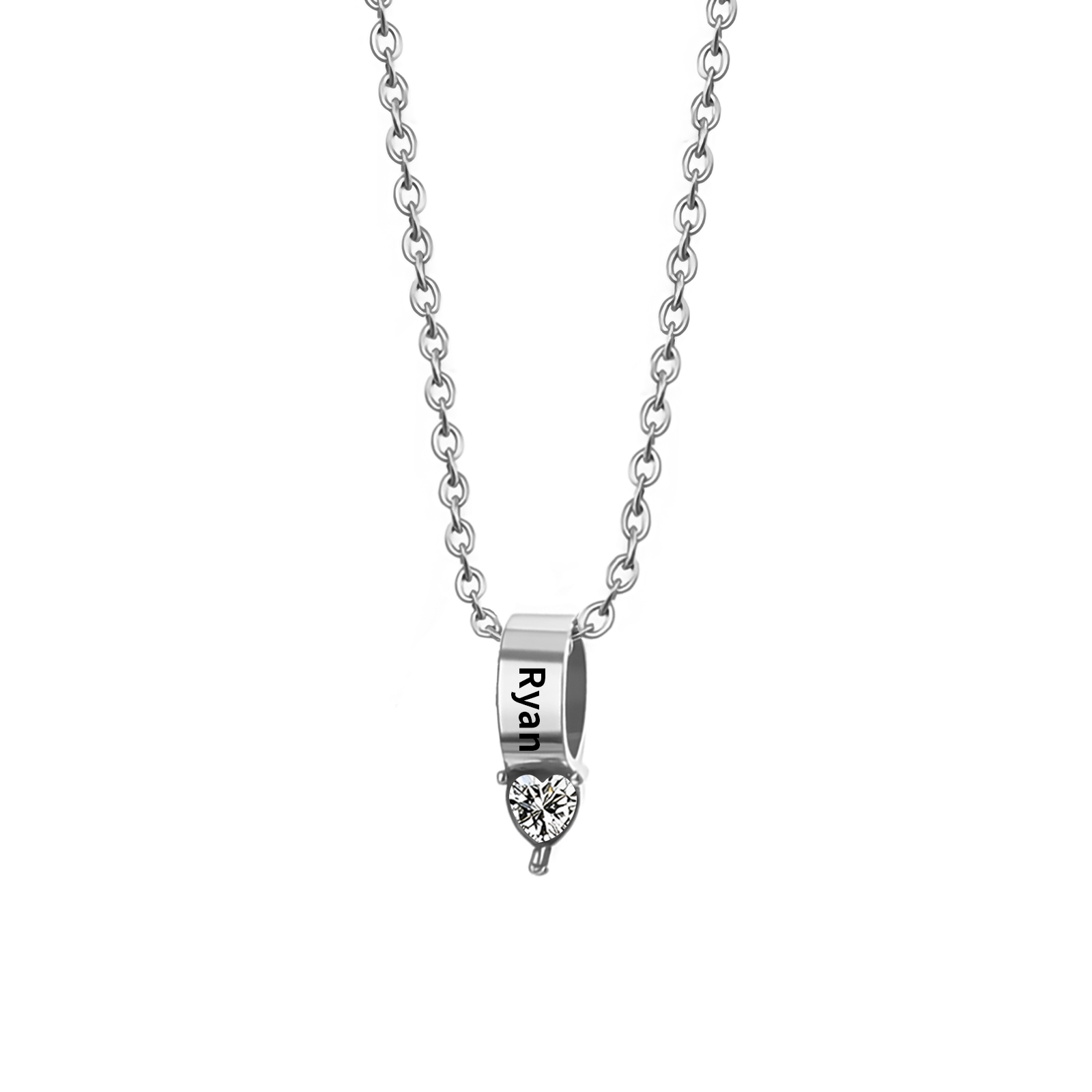 1 Name - Personalized Link Pendant Necklace with Customized Name and Birthstone Gift for Her