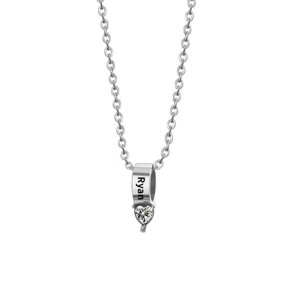 1 Name - Personalized Link Pendant Necklace with Customized Name and Birthstone Gift for Her