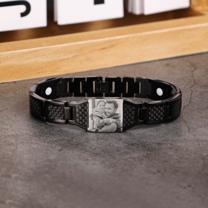 Personalized Wristband Bracelet Custom Photo ID Bar Men's Bracelet Bangle Gifts For Him