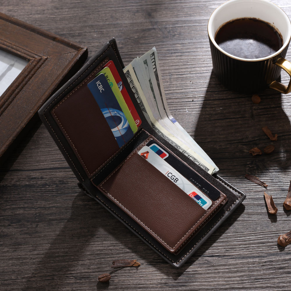 Personalized Leather Wallet Engraved Letter Short Purse Custom Folding Wallet Gifts For Men