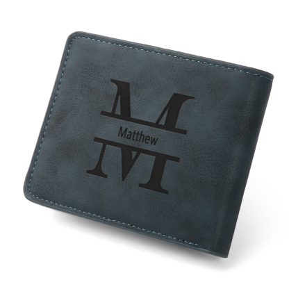 Personalized Name Leather Men's Wallet With Card Slot Engraved Letter And Photo Gift For Him
