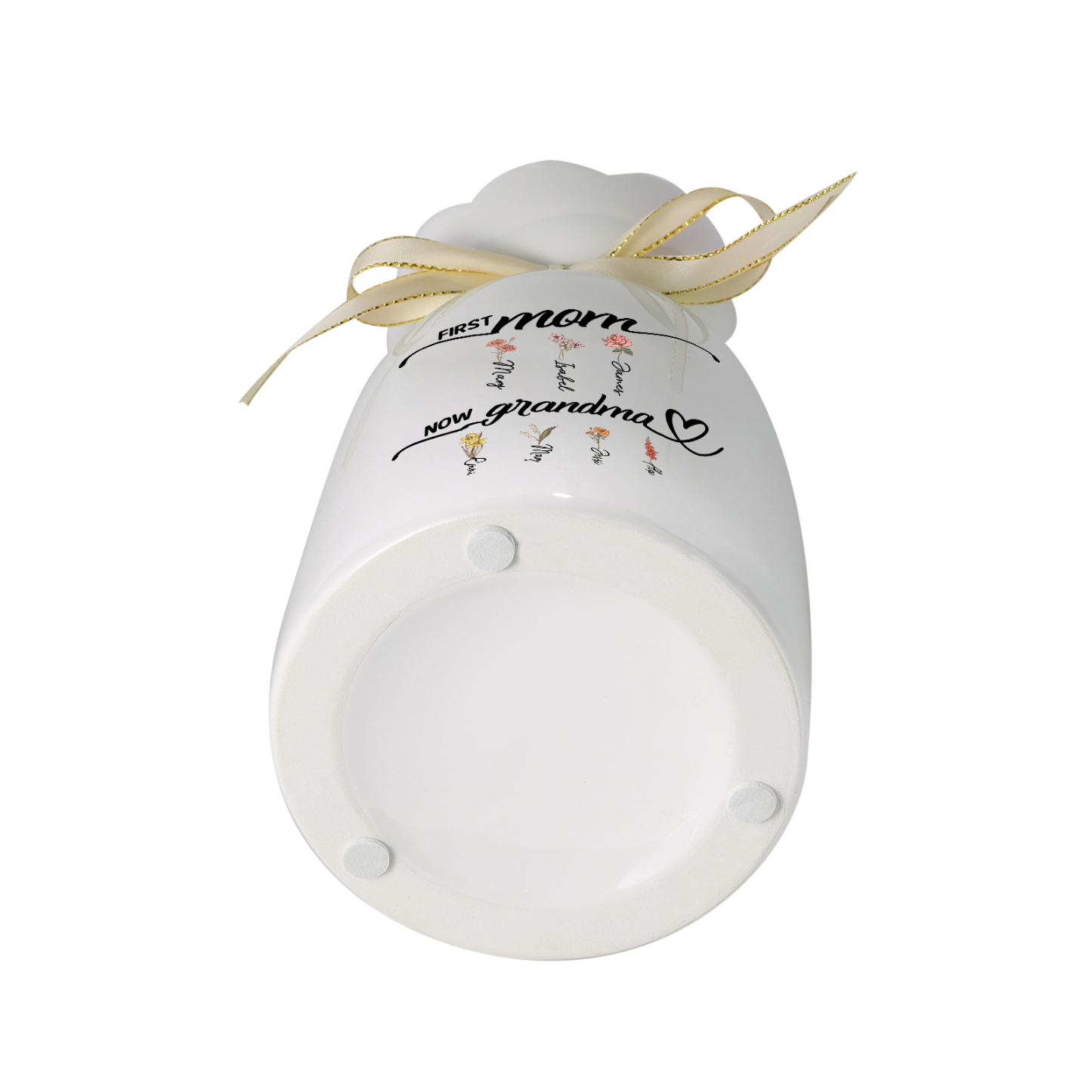 Personalized Ceramic Flower Vase Custom 2-12 Names and Flower First Mom Now Grandma Gift