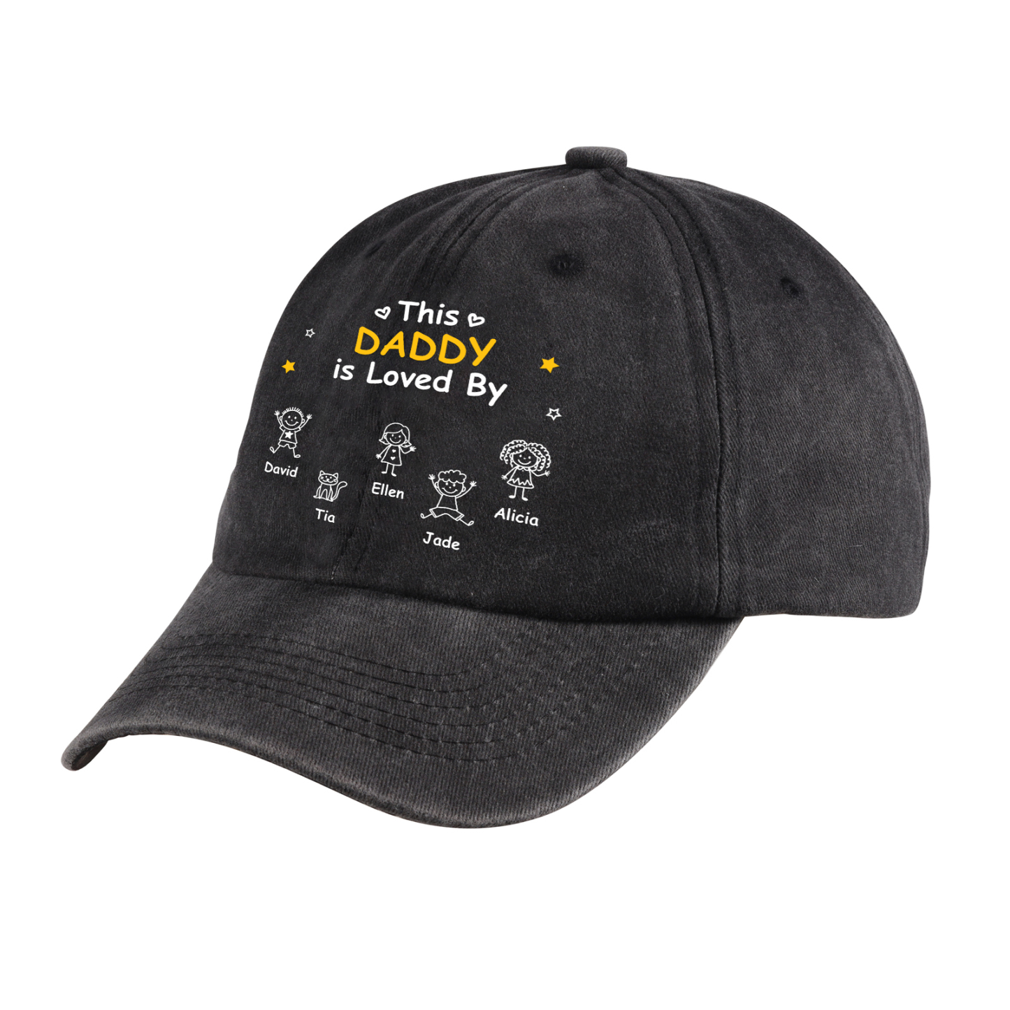 Personalized Cotton Baseball Cap Customized with 1–10 Names and a Child’s Drawing