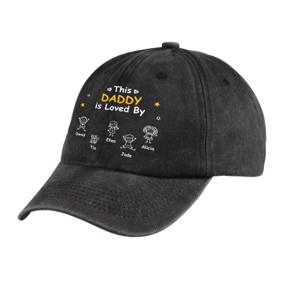 Personalized Cotton Baseball Cap Customized with 1–10 Names and a Child’s Drawing