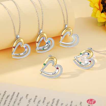 4 Names - Personalized Love Necklace with Customized Name and Birthstone, A Special Gift for Her