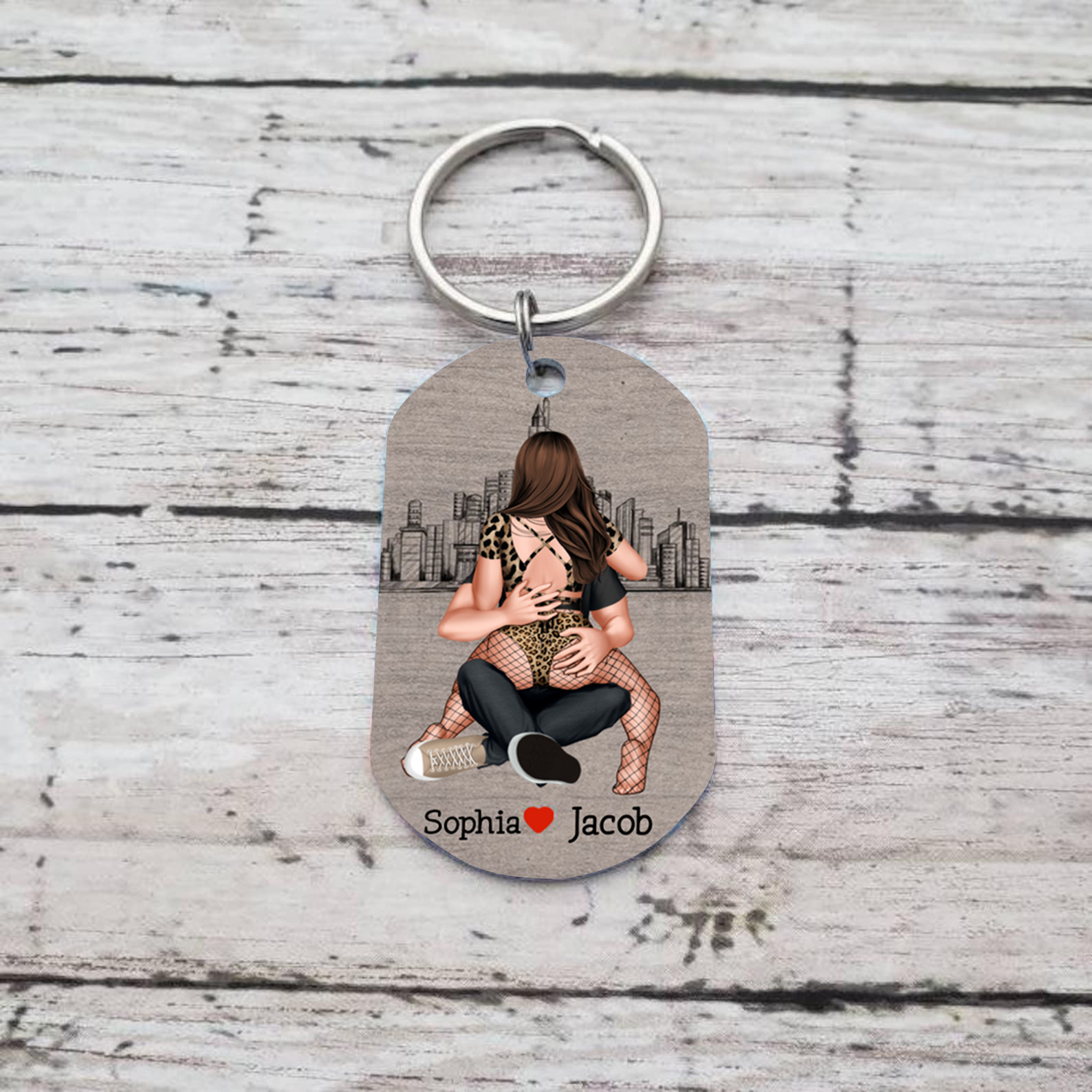 Personalized Couple Keychain Custom 2 Names Keyring "Get Home Safe" Stainless Steel Keychain