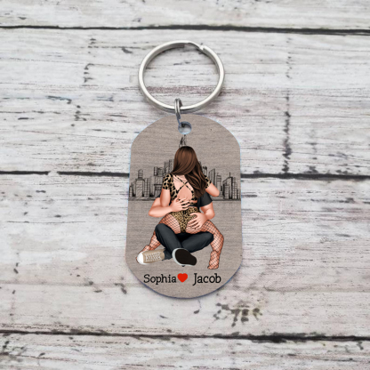 Personalized Couple Keychain Custom 2 Names Keyring "Get Home Safe" Stainless Steel Keychain