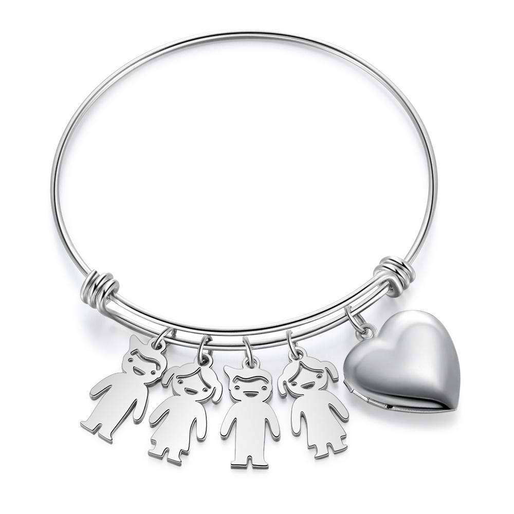 Customized Keychain with 4 Children Charms bangle