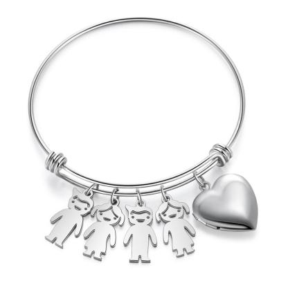 Customized Keychain with 4 Children Charms bangle