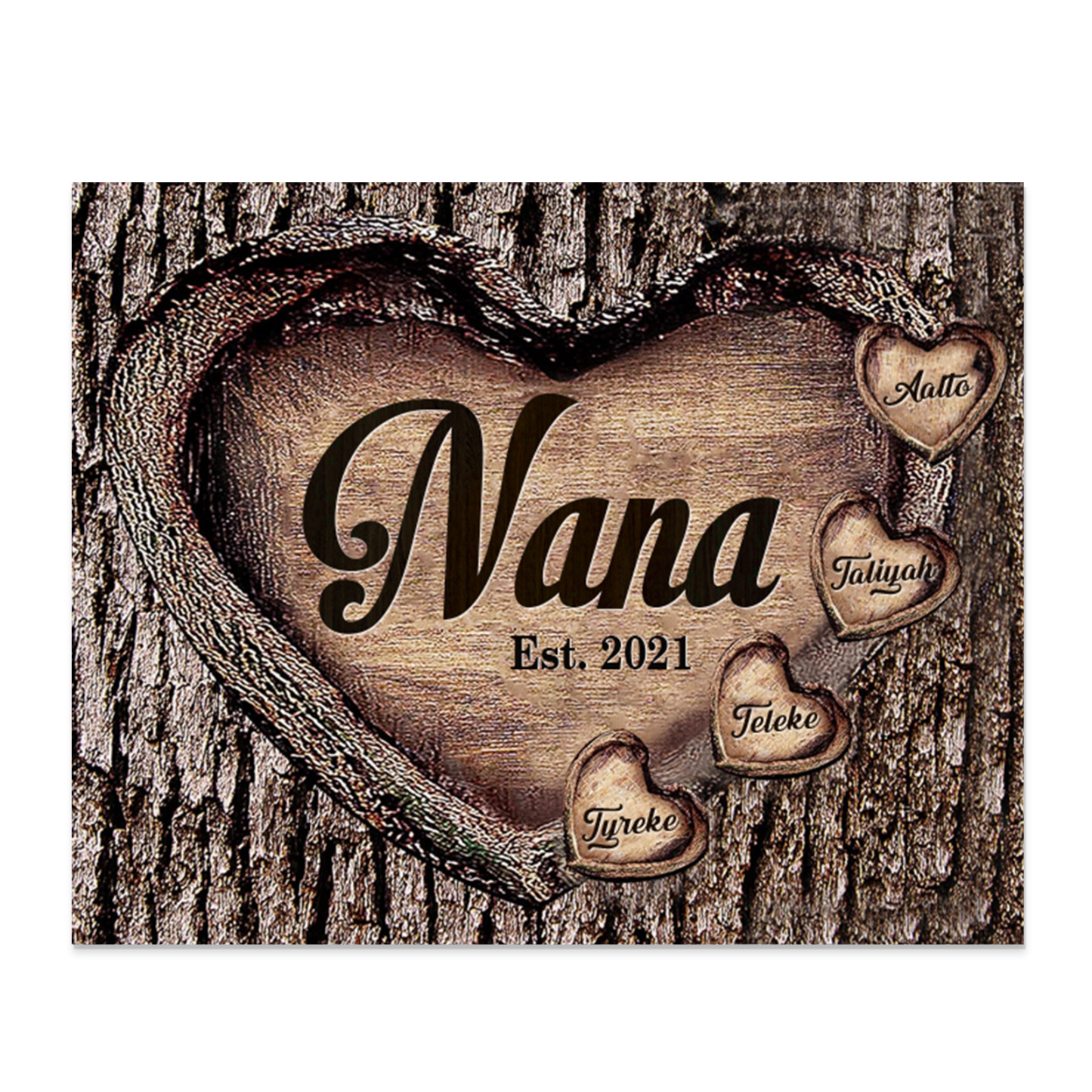 4 Names-Personalized Nana Wooden Ornament Custom Text And Date Home Decoration for Family