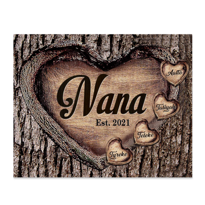 4 Names-Personalized Nana Wooden Ornament Custom Text And Date Home Decoration for Family