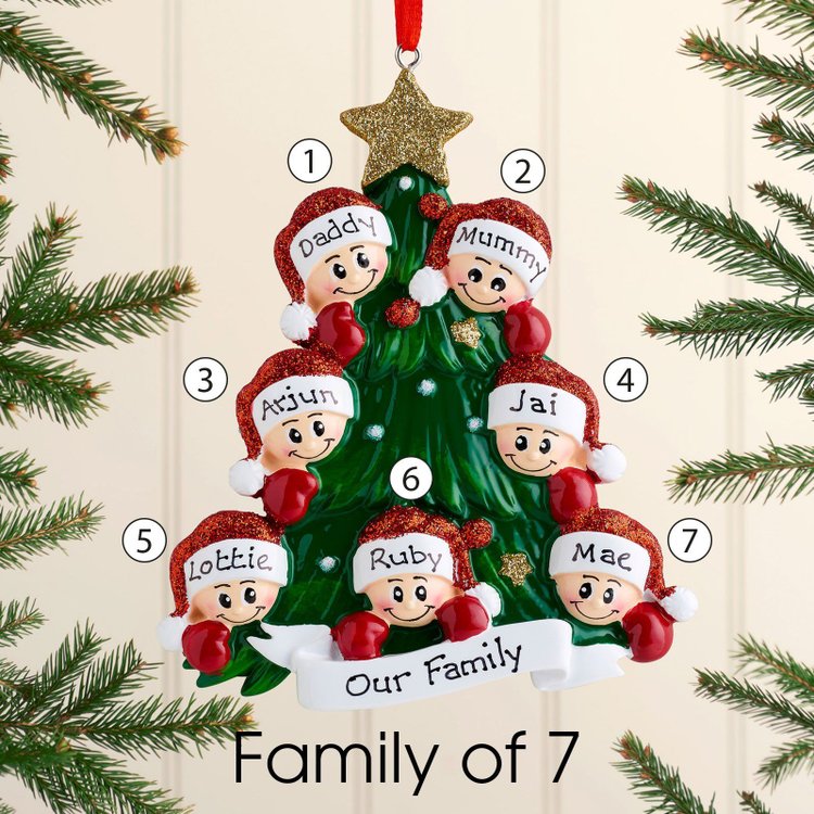 Family Christmas Ornament Custom 5 Names Hanging Ornament Gifts For Family