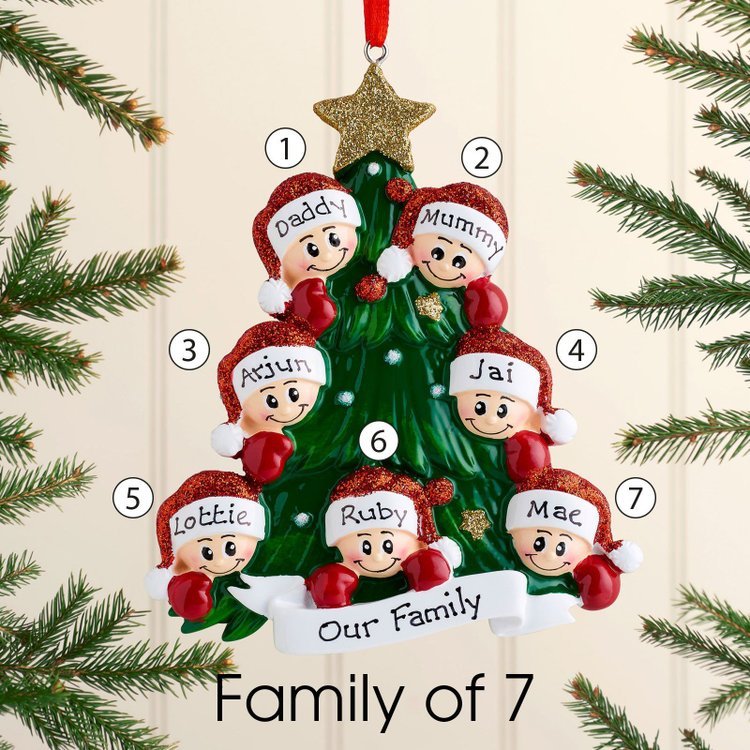 Family Christmas Ornament Custom 5 Names Hanging Ornament Gifts For Family