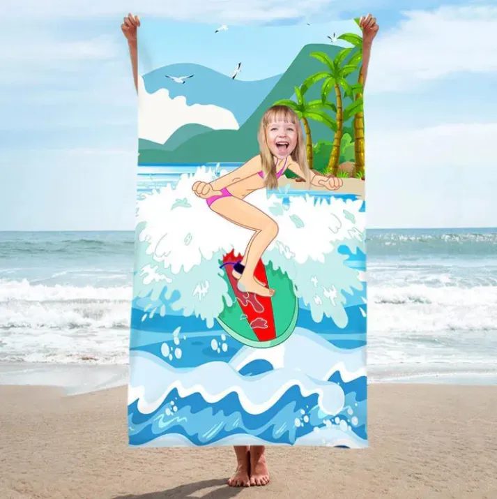 Personalized Beach Towel Customized Photo Bath Towel Blanket Summer Gi