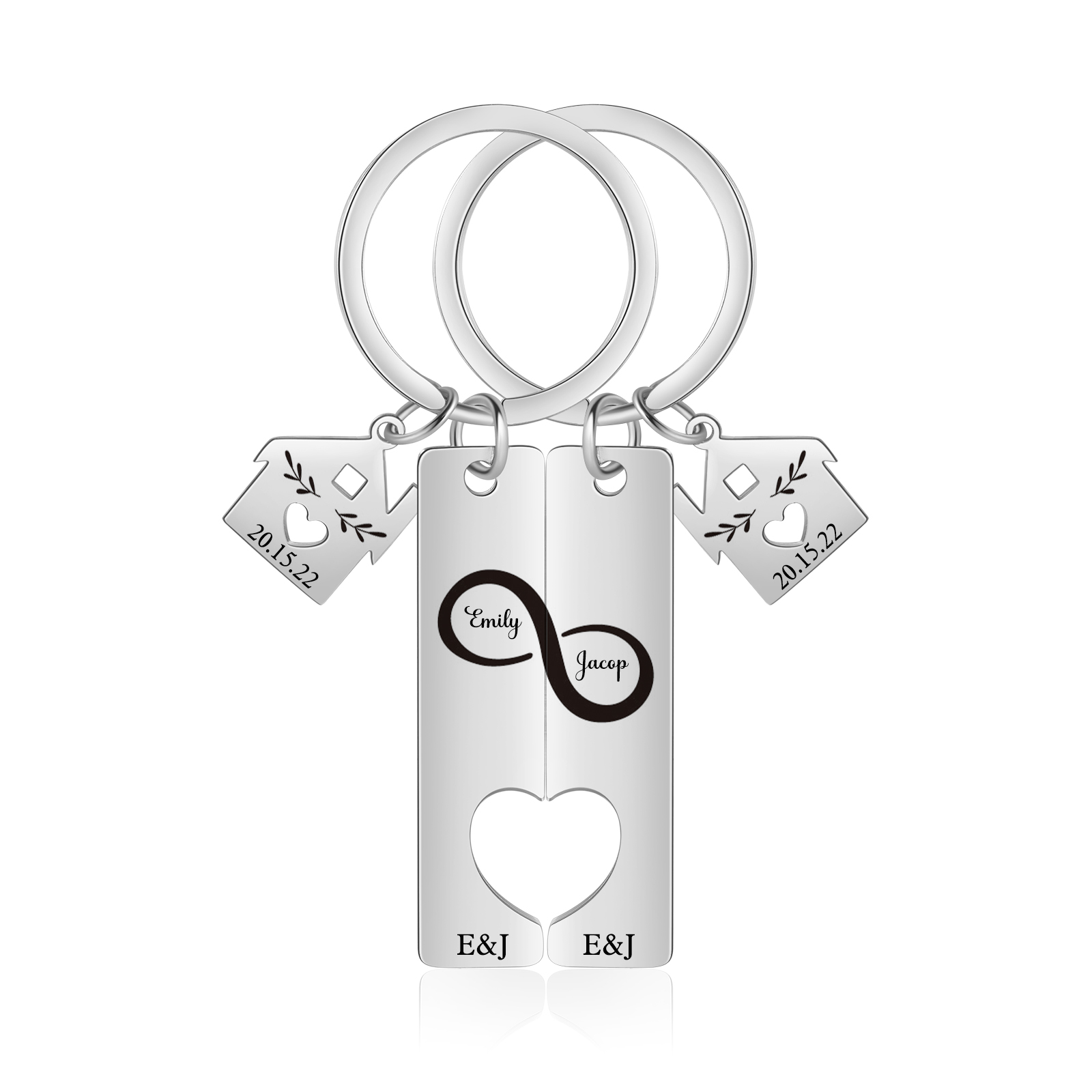Personalized Letter Infinite Puzzle Couple Keychain Engrave Date Matching Couple Gifts, Special Gift For Him/Her