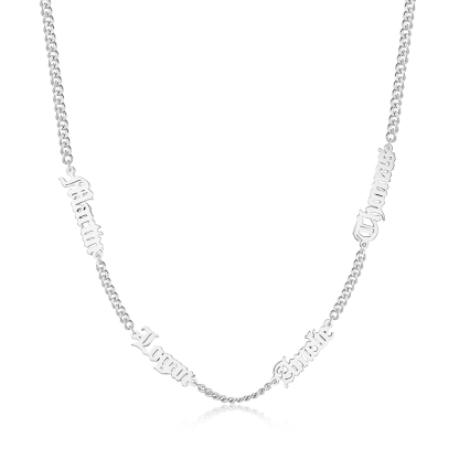 Personalized Gothic Men's Necklace with 1-5 Names