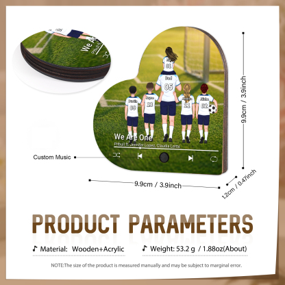 Personalized Football Family Heart Music Fridge Magnet Customizable with 1–8 Names