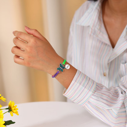 2 Pcs Personalized Name Color Changing Bracelets Cute Cartoon Animal Dinosaur Stretch Bracelet Set Back to School Gift for Girls