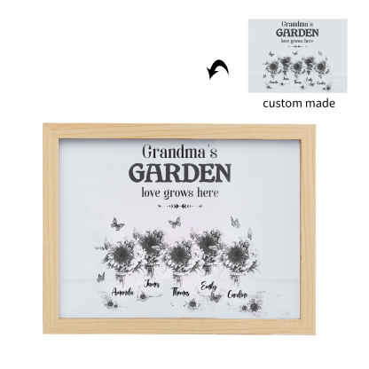 5 Names-Personalized Family Color Or Black And White Frame Custom 5 Names And Text LED Night Light